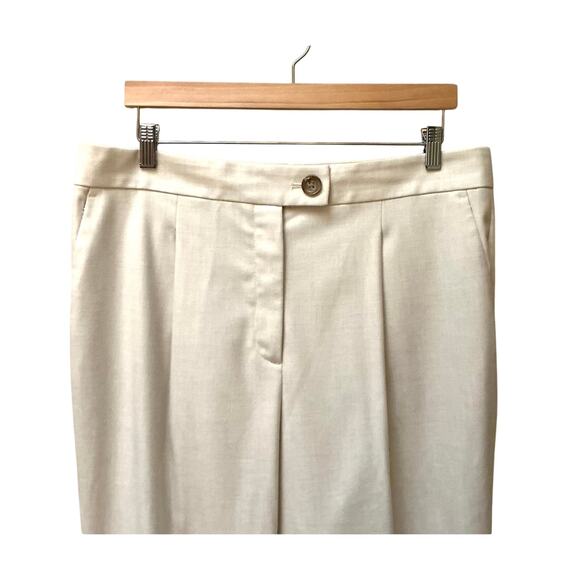 Classic Tailored Ann Taylor Straight Leg High-Rise Pleated Pants Cream SZ 14 NWT - Picture 3 of 10
